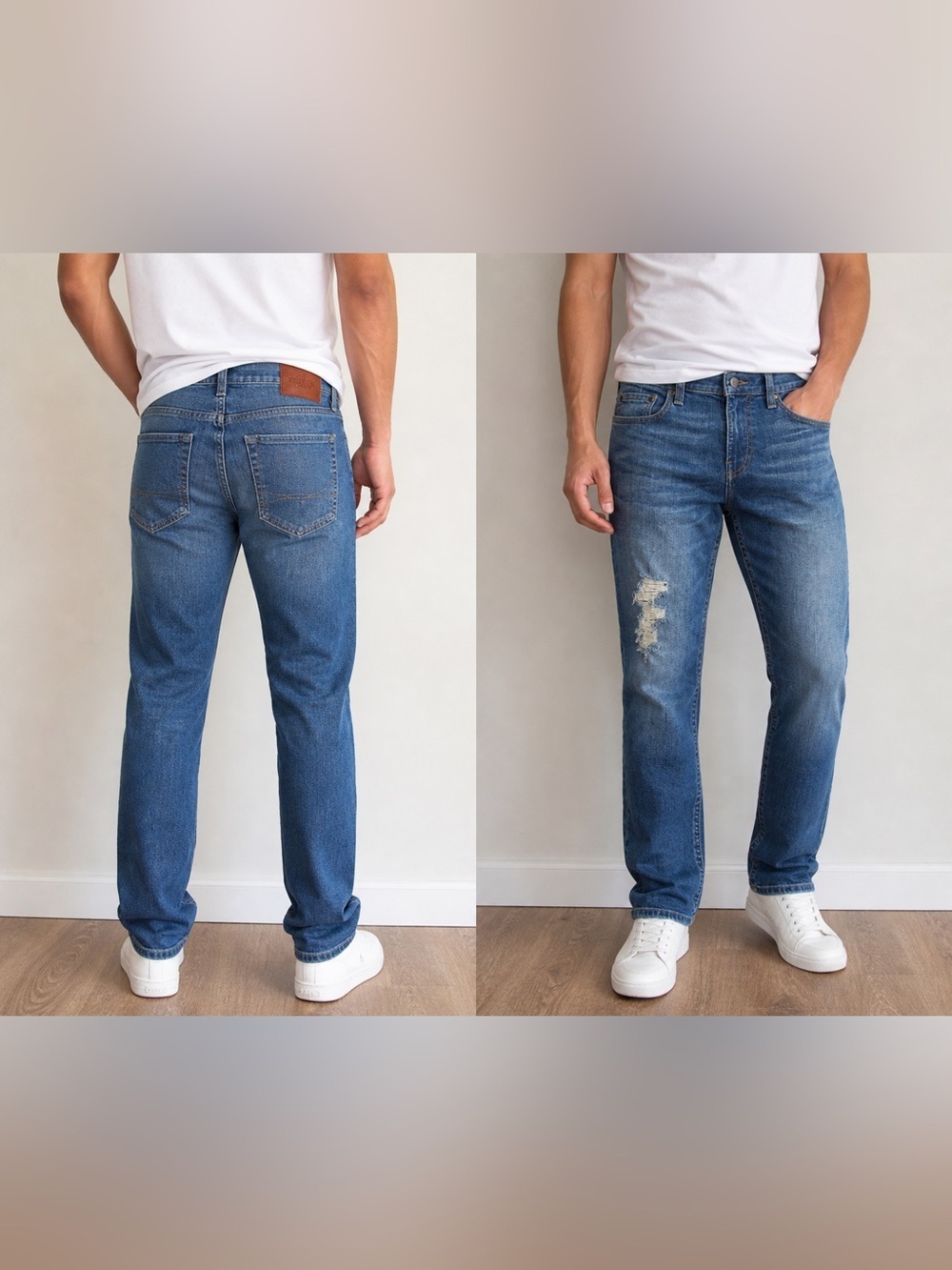 Hollister Men's Medium Blue Straight Jeans with Distress